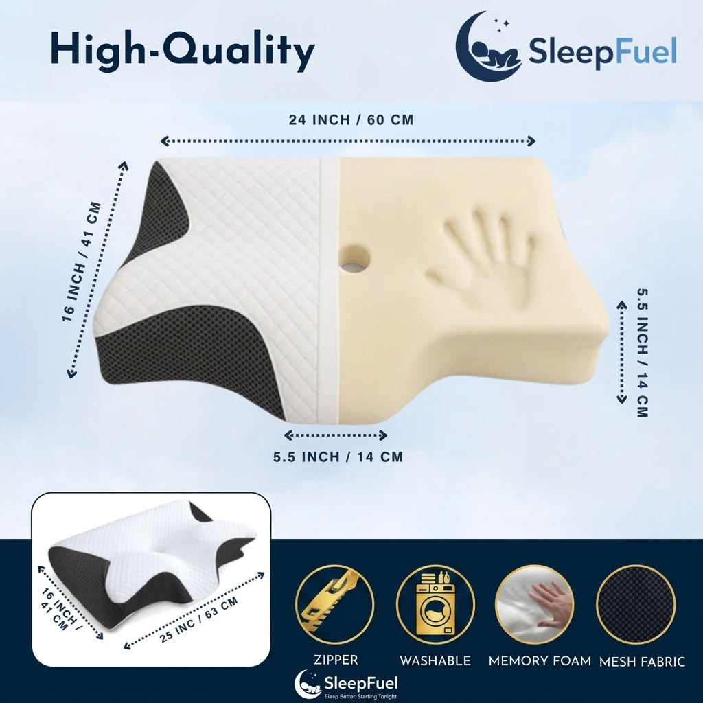 SleepFuel Ergonomic Support Pillow (1+1 FREE)